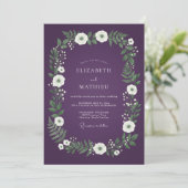 Pflaumen Whimsical Botanische Hochzeit Einladung (Stehend Vorderseite)