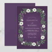 Pflaumen Whimsical Botanische Hochzeit Einladung (Vorne/Hinten)