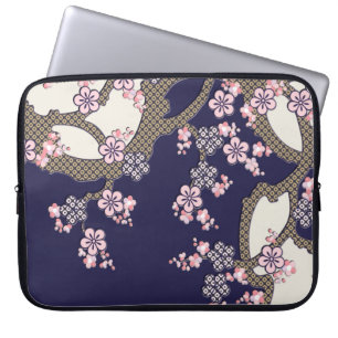 Pflaumenbaum-Blume aus japanischer Textil Laptopschutzhülle