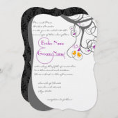 Pflaumenbaum Wirbel lieben Vögel Damaskus Zurück 2 Einladung (Vorne/Hinten)