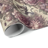 Pflaumenblättern - gotisches Blumendesign Geschenkpapier (Rolleneckpunkt)