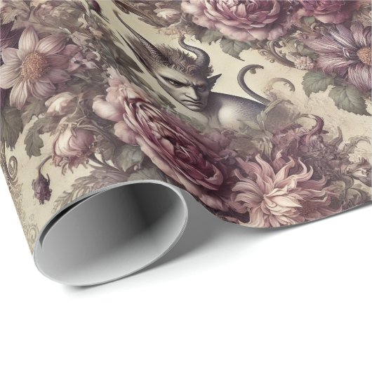 Pflaumenblättern - gotisches Blumendesign Geschenkpapier (Rolleneckpunkt)