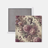 Pflaumenblättern - gotisches Blumendesign Magnet (Vorderseite/Rückseite)