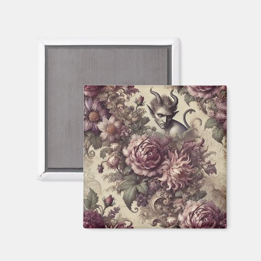 Pflaumenblättern - gotisches Blumendesign Magnet (Vorderseite/Rückseite)