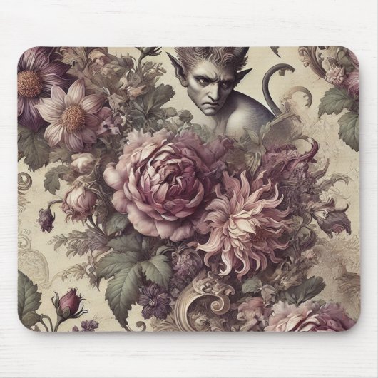 Pflaumenblättern - gotisches Blumendesign Mousepad (Vorne)