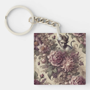 Pflaumenblättern - gotisches Blumendesign Schlüsselanhänger