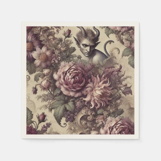 Pflaumenblättern - gotisches Blumendesign Serviette (Vorderseite)