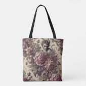 Pflaumenblättern - gotisches Blumendesign Tasche (Rückseite)