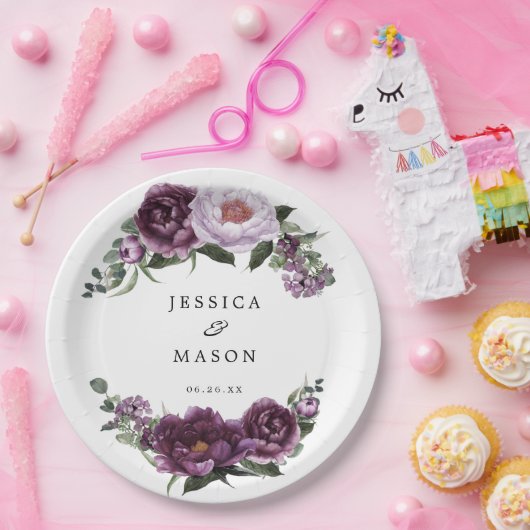 Pflaumenblätterplatte Brautparty Pappteller (Party)