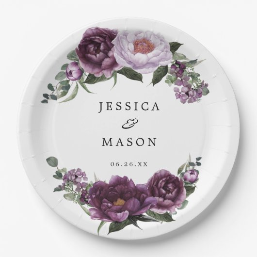 Pflaumenblätterplatte Brautparty Pappteller (Vorderseite)