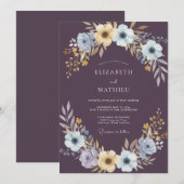 Pflaumenblaue Anemone Hochzeit Einladung (Vorne/Hinten)