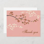 Pflaumenblossom Flat Danke Karte Antiquitätenrosa (Vorne/Hinten)