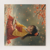 Pflaumenblume Dame. Puzzle (Horizontal)