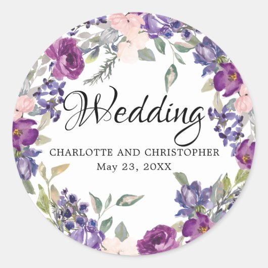 Pflaumenblüte Lila Blumenzwiebelzack Umschlag Aufk Runder Aufkleber (Vorderseite)