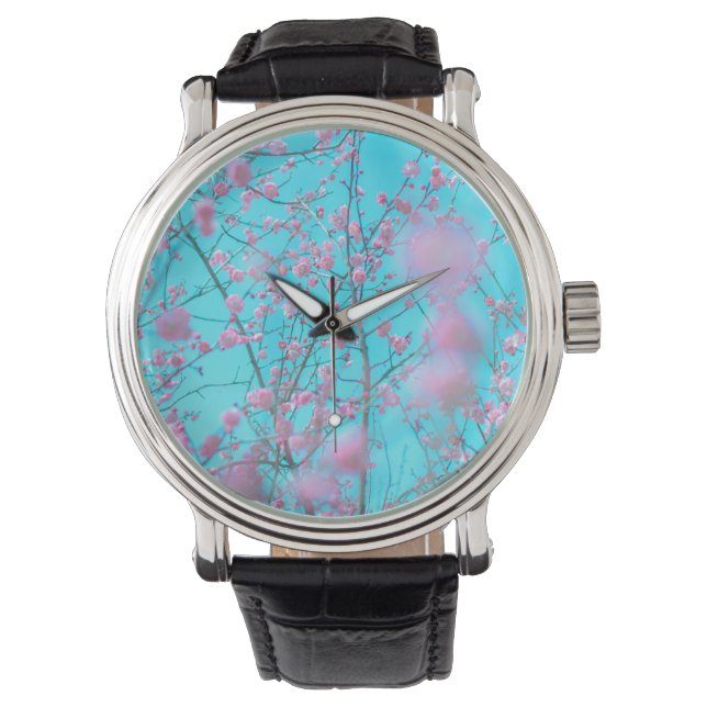 Pflaumenblüten Armbanduhr (Vorderseite)