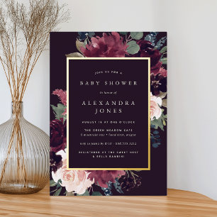 Pflaumenblüten-Baby-Party Folieneinladung
