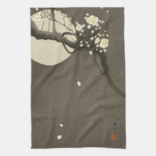 Pflaumenblüten bei Nacht von Ohara Koson Vintage Geschirrtuch