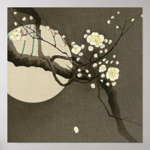 Pflaumenblüten bei Nacht von Ohara Koson Vintage Poster