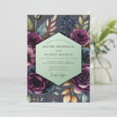 Pflaumenblüten-Hochzeit im düsteren Stil Einladung (Stehend Vorderseite)