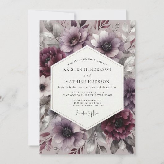 Pflaumenblüten Moody Romantische Hochzeit Einladung (Vorderseite)