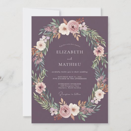 Pflaumenblütenbogen Hochzeit Einladung (Vorderseite)