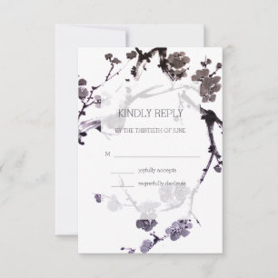 Pflaumenblütenfarbe Farbe Weiße Hintergrundfarbe RSVP Karte