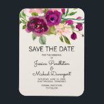 Pflaumenblütenhochzeit Rett Magnet<br><div class="desc">Eleganter,  botanischer Pflaume lila und rot rosa Aquarellblüte auf Elfenbeinhochzeit Save the Date Magnet. Kontaktieren Sie uns für Hilfe bei der Anpassung und der Anpassung der Produkte.</div>