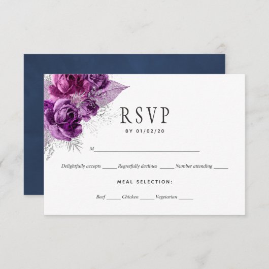Pflaumenblütenhochzeit und Hochzeit von Wasserfarb RSVP Karte (Vorne/Hinten)