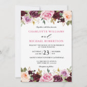 Pflaumenblütenpink-Lila Blütenhochzeit Einladung (Vorderseite)