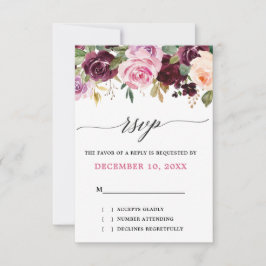 Pflaumenblütenpink-Lila Blütenhochzeit RSVP Karte