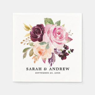 Pflaumenblütenpink-Lila Blütenhochzeit Serviette