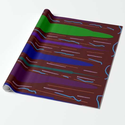Pflaumenbraun mit Mustern Geschenkpapier (Ungerollt)