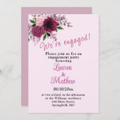 Pflaumenbräuner, rosafarbener, floraler Engagement Einladung (Vorne/Hinten)