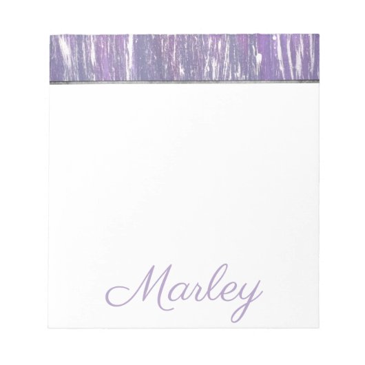 Pflaumenbüro | Lila Silber-Spritzer Pinselstrich Notizblock (Vorderseite)
