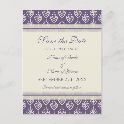 Pflaumencreme Save the Date Hochzeitskarten Ankündigungspostkarte (Vorderseite)