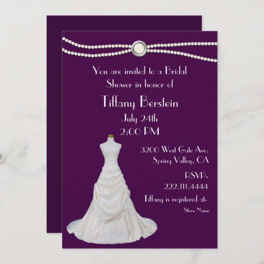 Pflaumendusche und Perldusche Einladung (Vorne/Hinten)