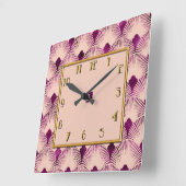 Pflaumenfarbene Art Deco Square Uhr (Winkel)