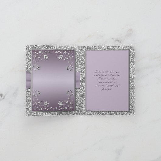 Pflaumenfloral Monogramm Danke Karte (Innenseite)