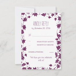 Pflaumengarten-Blätter Hochzeiten von RSVP-Karten RSVP Karte