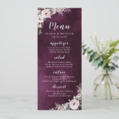 Pflaumengewächse Hochzeit mit blühendem Rosa Menükarte (Stehend Vorderseite)