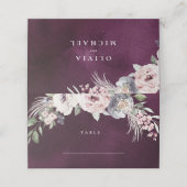 Pflaumengewächse Hochzeit mit rosa Blumenkohl Platzkarte (Außenseite Aufgefaltet)
