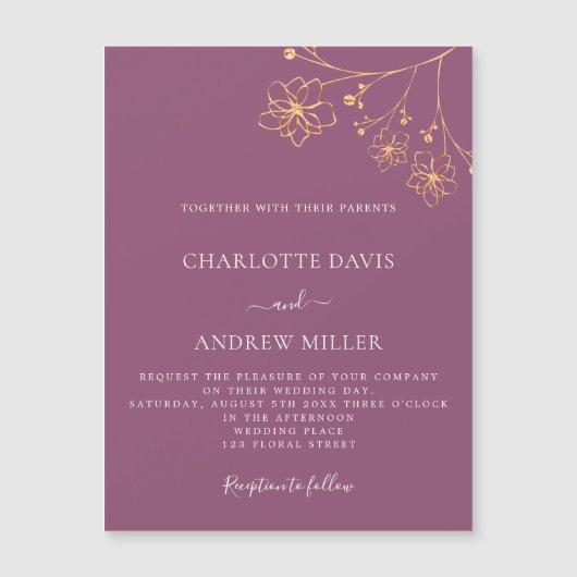 Pflaumengold Hochzeitsmagnet Magnetkarte (Vorderseite)