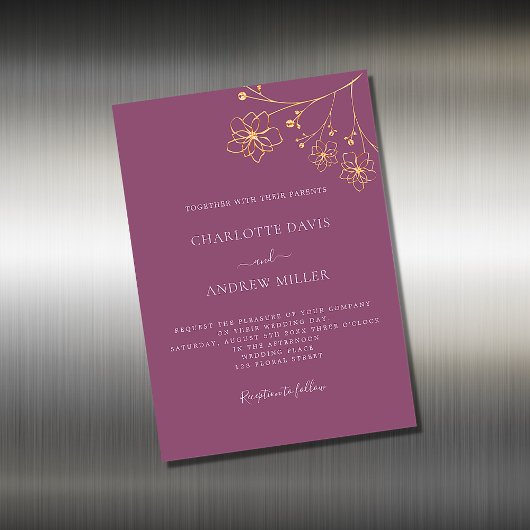 Pflaumengold Hochzeitsmagnet Magnetkarte