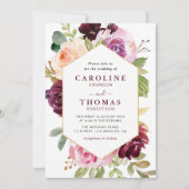 Pflaumengold lila- und Pfirsichgold Hochzeitseinla Einladung (Vorderseite)