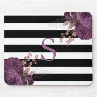 Pflaumengold Monogramm Schwarz-weiße Streifen der