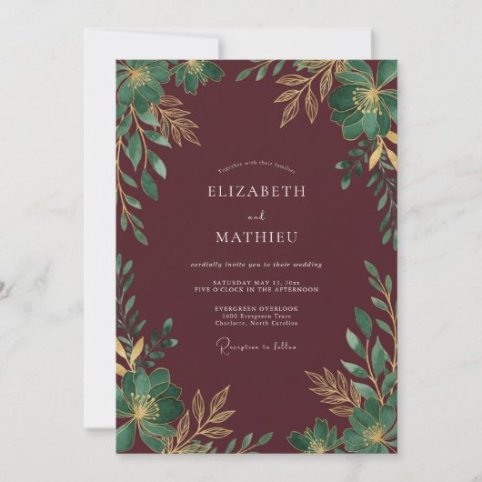 Pflaumenhochzeit Eukalyptus Einladung (Vorderseite)