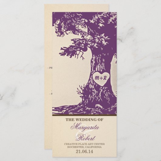 PflaumenHochzeitsprogramme für Vintage Liebe Programm (Vorne/Hinten)