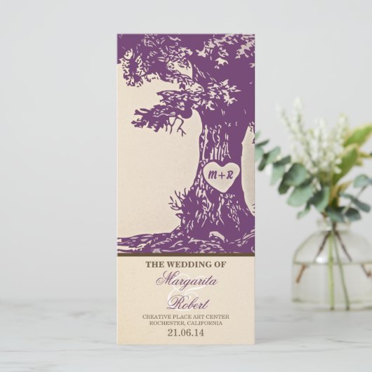 PflaumenHochzeitsprogramme für Vintage Liebe Programm (Stehend Vorderseite)