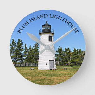 Pflaumeninsel Leuchtturm, Massachusetts Wall Clock Runde Wanduhr