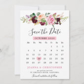 Pflaumenkalender Lila Blütenrosa Botanischer Blume Save The Date (Vorderseite)